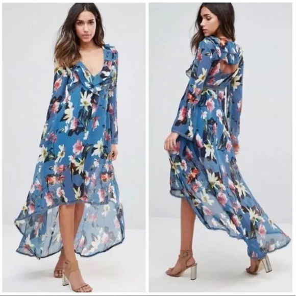 foxiedox Dresses & Skirts - Foxiedox | Sweetwater Blue Floral High Low Dress